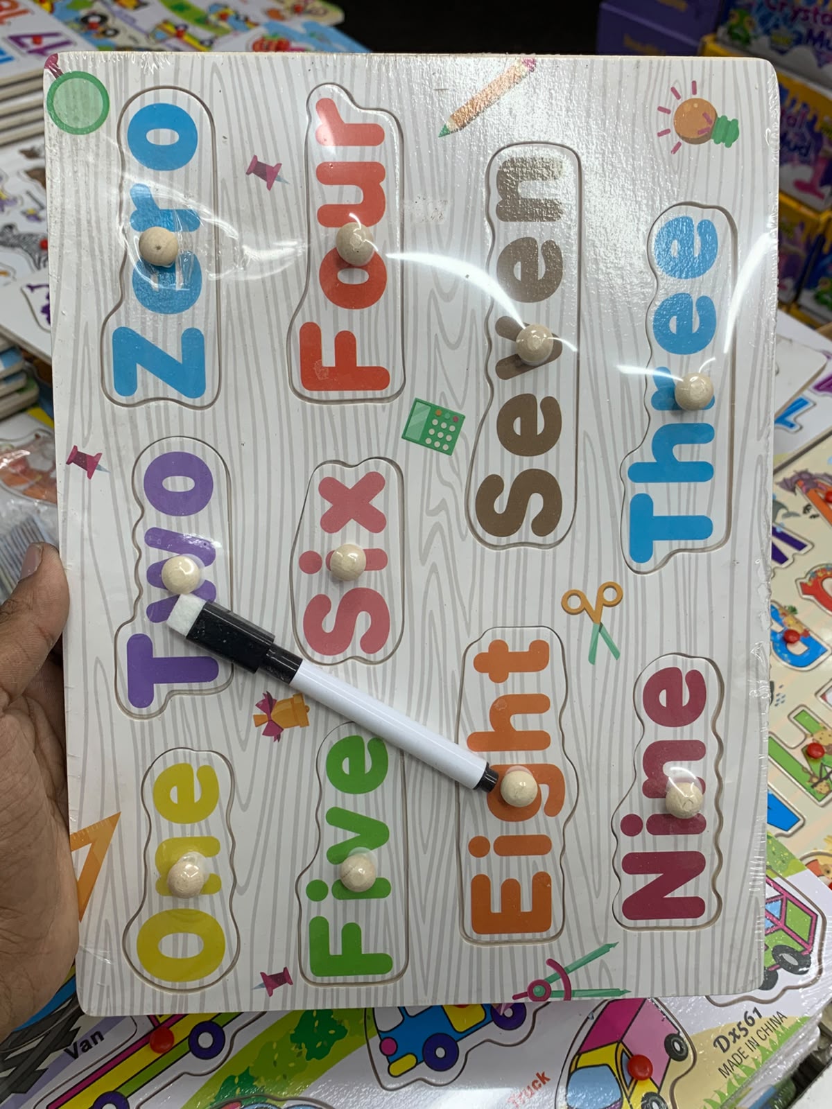wooden number-word puzzle